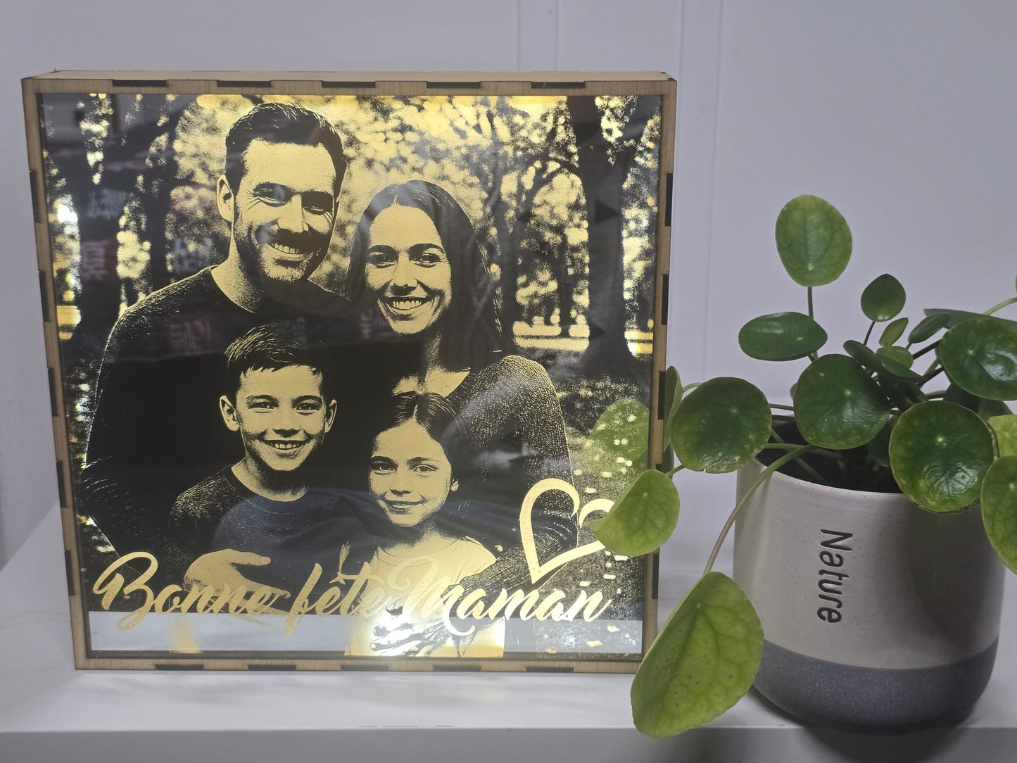 Carde Miroir Illuminé à Poser avec photo personnelle